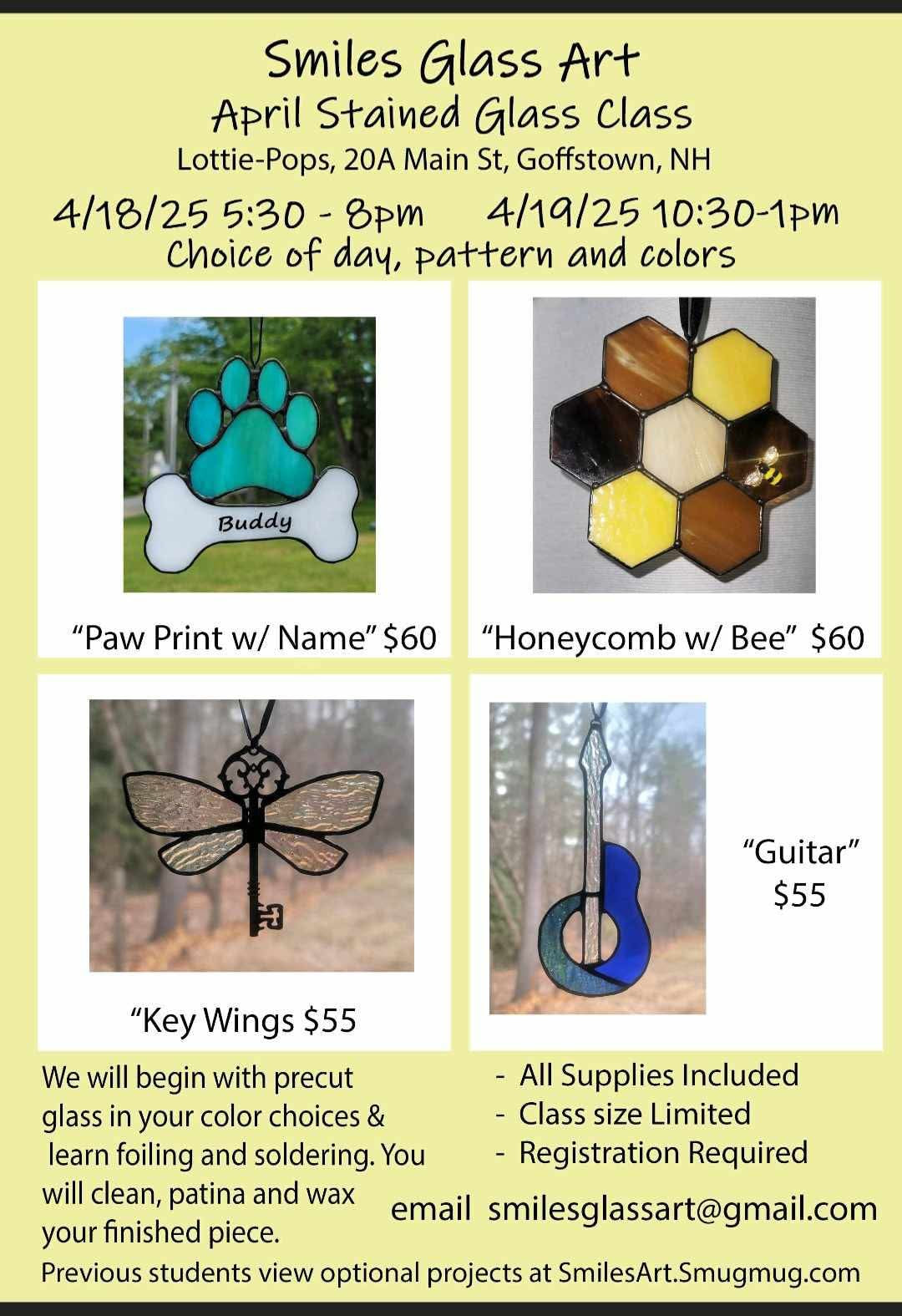 Stained Art Glass Workshop 4/19 10:30-1p
