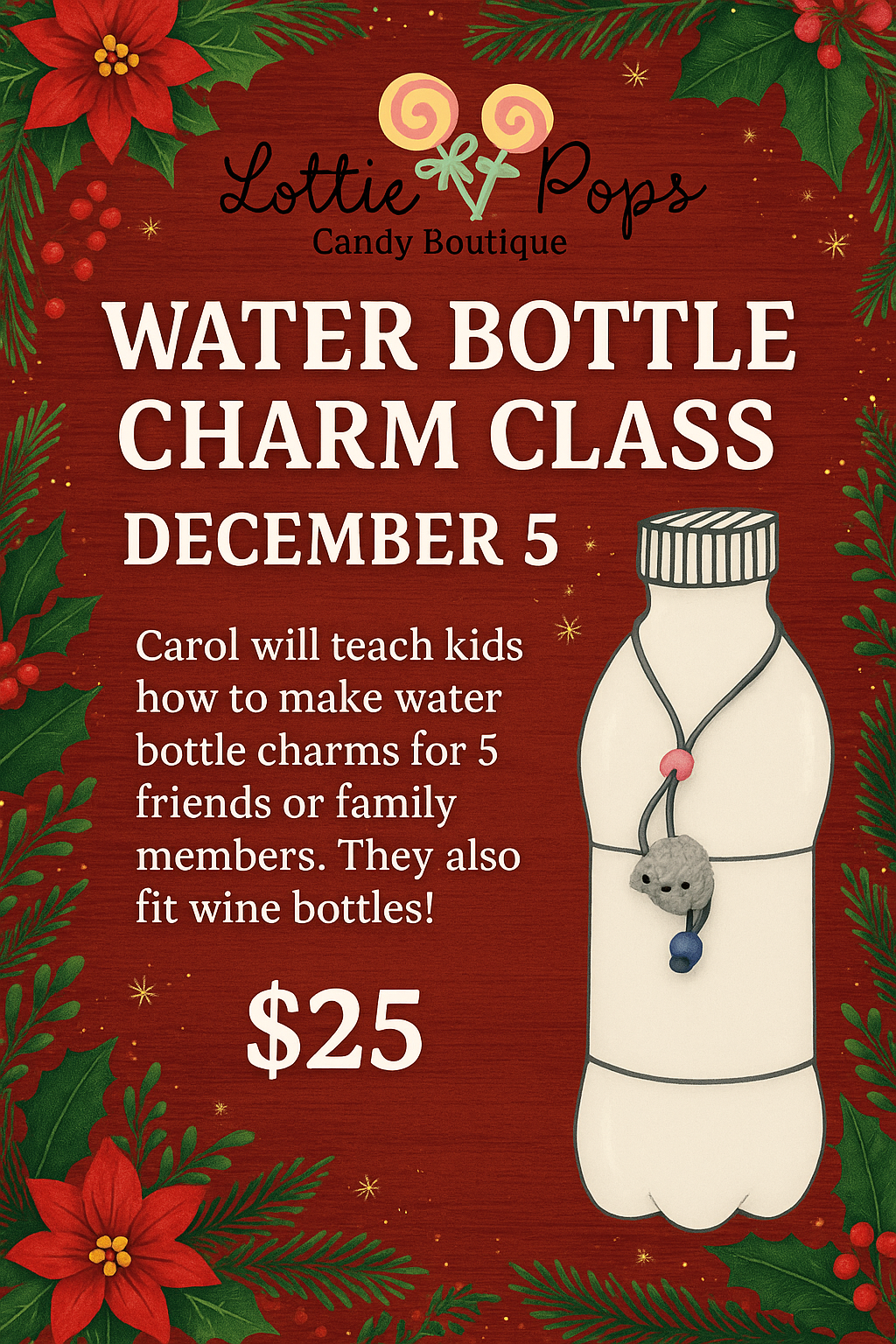 Handmade Christmas Craft Series: Water Bottle Charms and Bracelets 12/5 10-11:30