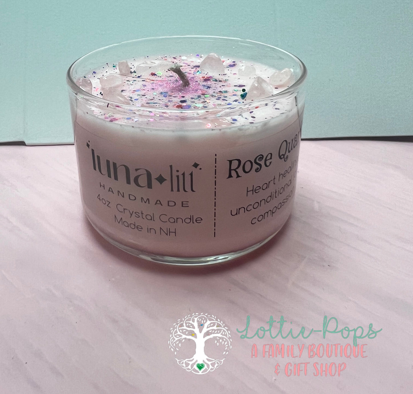 Rose Quartz Crystal Candle