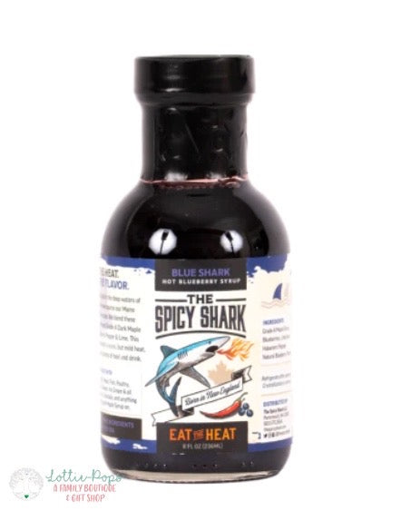 The Spicy Shark Blue Shark Hot Blueberry Syrup 8oz Mild Heat