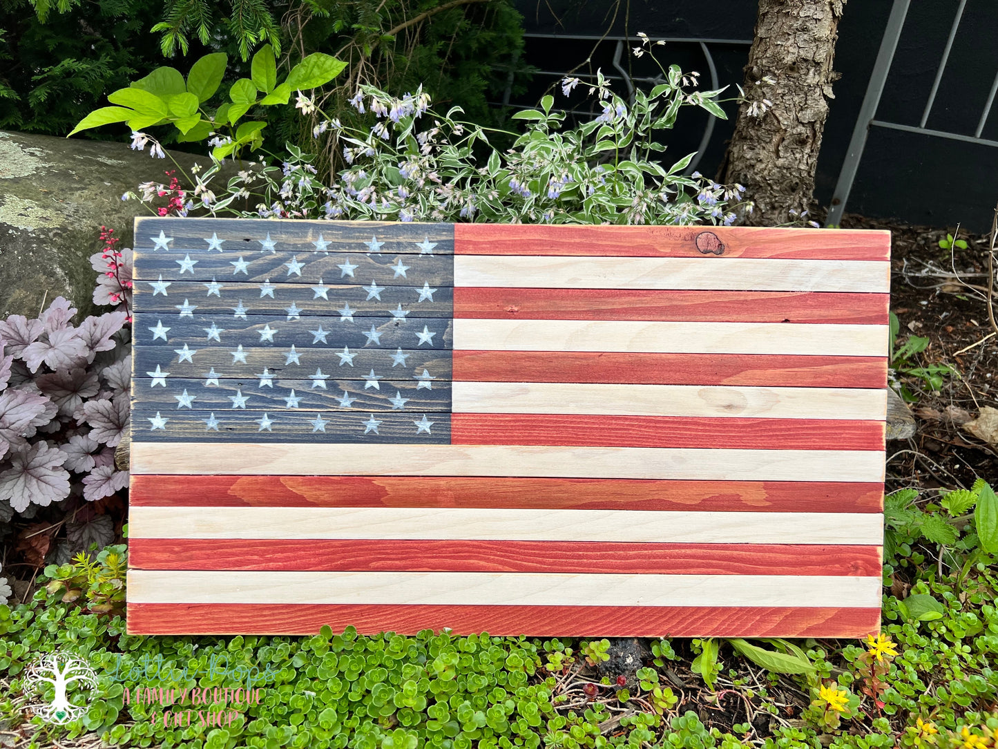 Custom Wooden American Flag 13x 24 - Night Owl Rustics