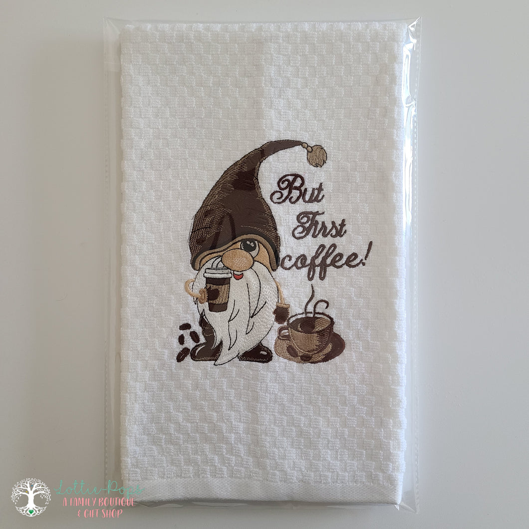 But First Coffee Gnome Hand Towel