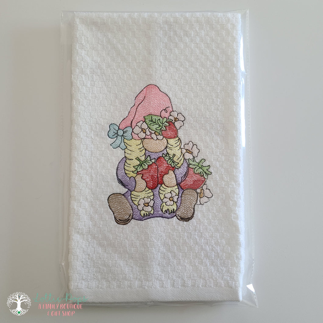 Gnome Strawberry Hand Towel - Cobblestone Crafts