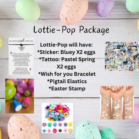 Easter Pre-Filled Eggs and Basket- Lottie-Pops Package   PRE-ORDER