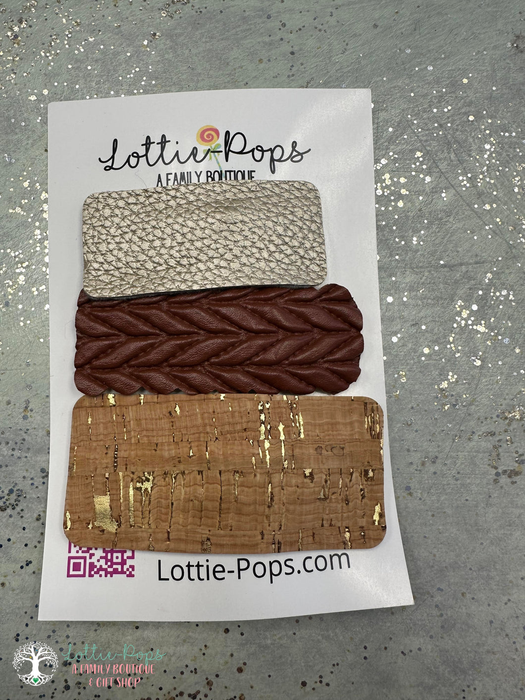 Lottie-Pops 3 Pack Gold Brown and Cork Clips