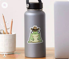 Load image into Gallery viewer, Cowboy Frog Sticker - Glass Fairies - Stickers
