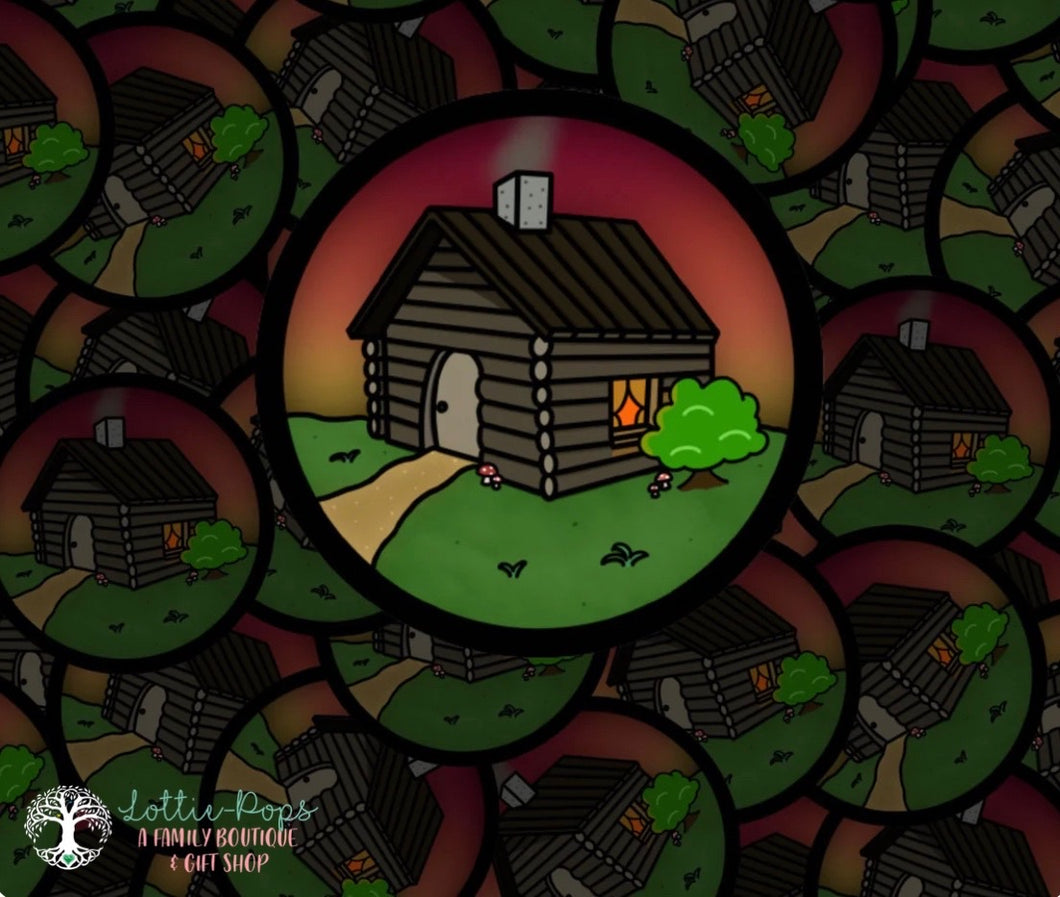 Sunset Log Cabin Sticker - Glass Fairies - Stickers