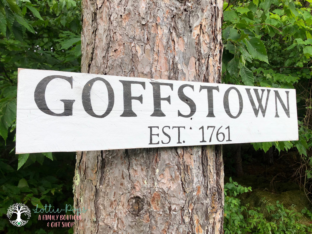 Goffstown EST Sign - Night Owl Rustics LLC