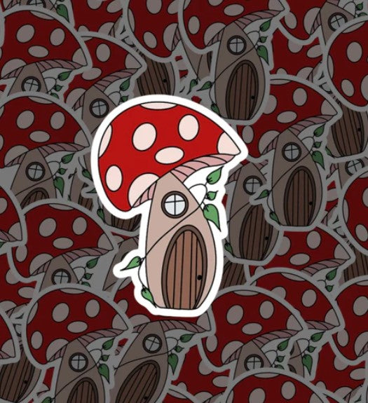 Mushroom House Sticker - Glass Fairies - Stickers