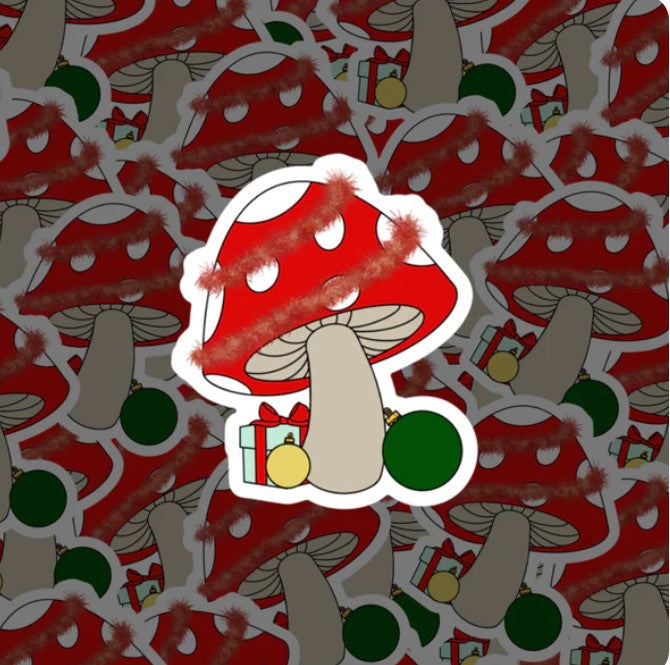 Holiday Mushroom Sticker - Glass Fairies