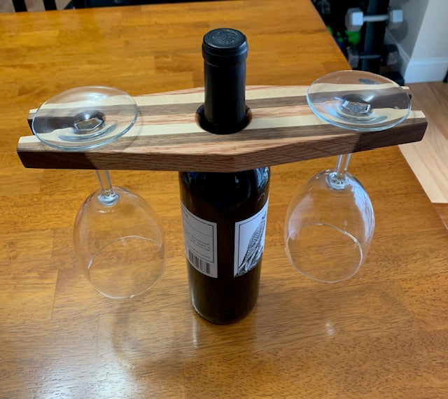 Wine Glass Bottle Holder -  Fungi Woodworking