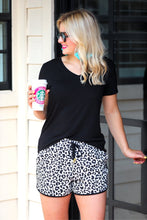 Load image into Gallery viewer, Kamryn White Leopard Drawstring Everyday Shorts
